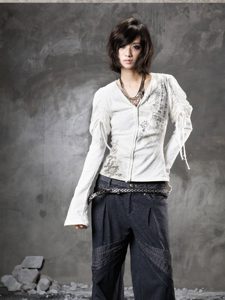 Printed Puff Sleeve Knit【s0000015954】