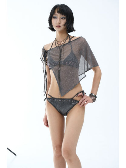 Foil Print Bikini Mesh Set【s0000018480】