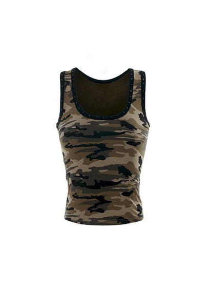 Camouflage Stars Hot Rhinestones Work Vest【s0000009686】