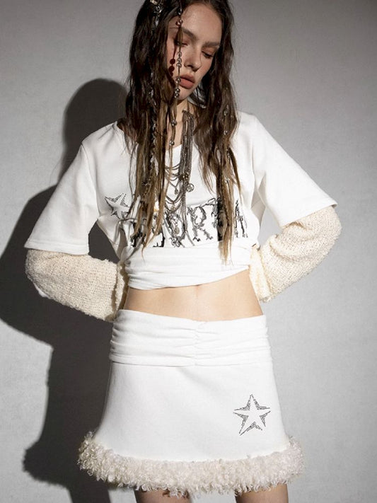 Long Sleeve Sweatshirt Embroidery Hot Drilling Short Dress Set【s0000005029】