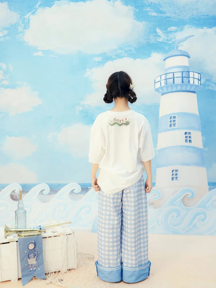 Checkered Wide-Leg Trousers【s0000014158】