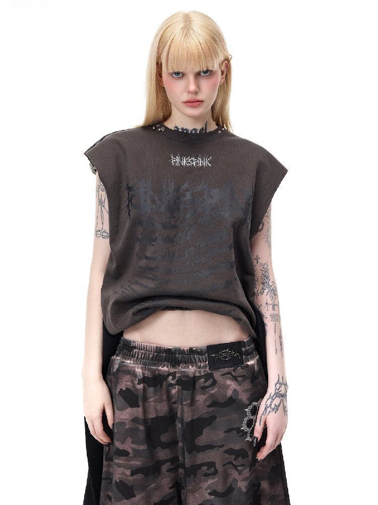 Thorn Print Patchwork Tank Top【s0000017717】
