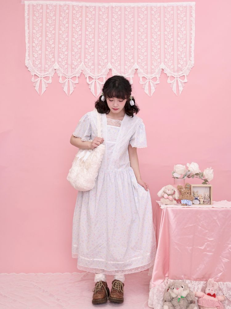 Lace Navy Neck Blue Dress【s0000013495】