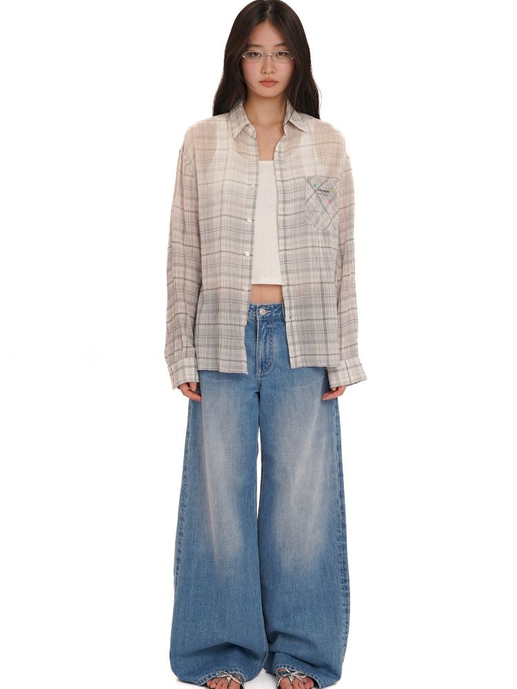 Gradient spray horsey loose shirt jacket【s0000013423】