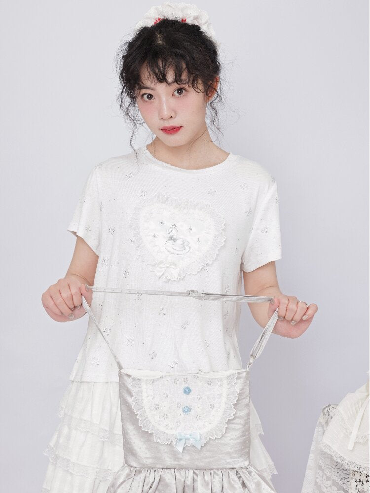 Silver Foil Trim Ballet Bear Shirt【s0000017484】