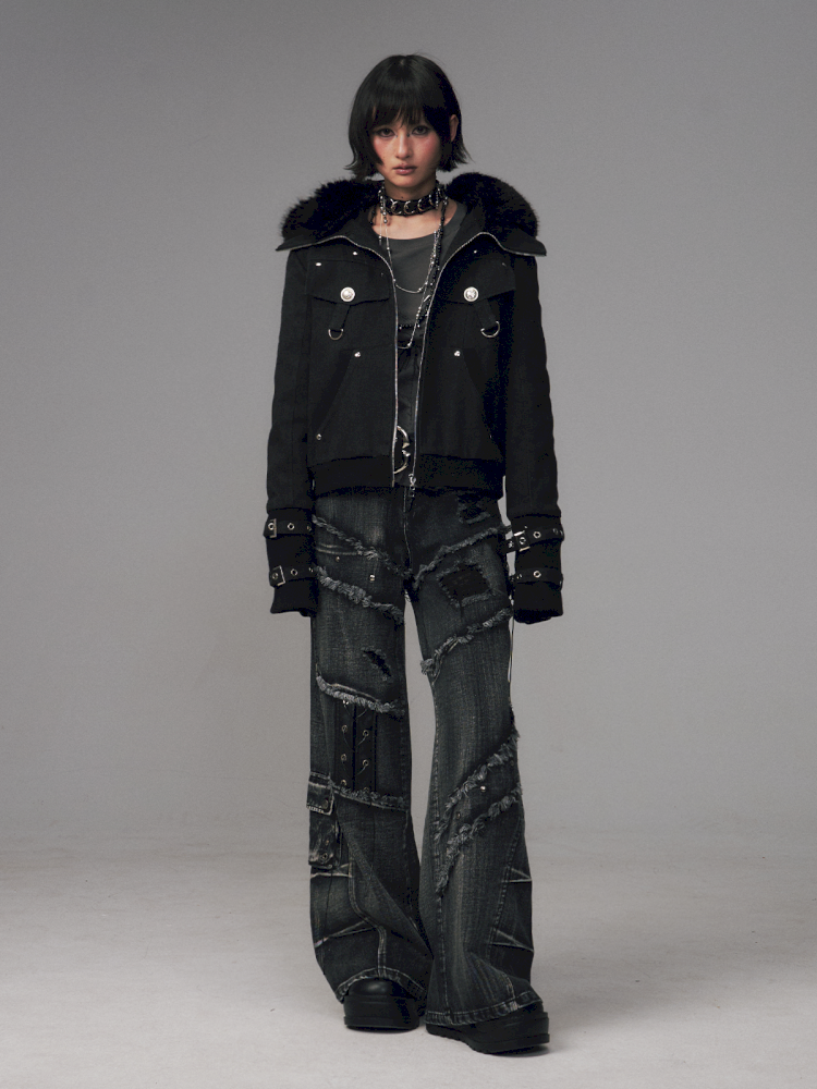 Vintage Sand Wash Detachable Hood Jacket【s0000014703】