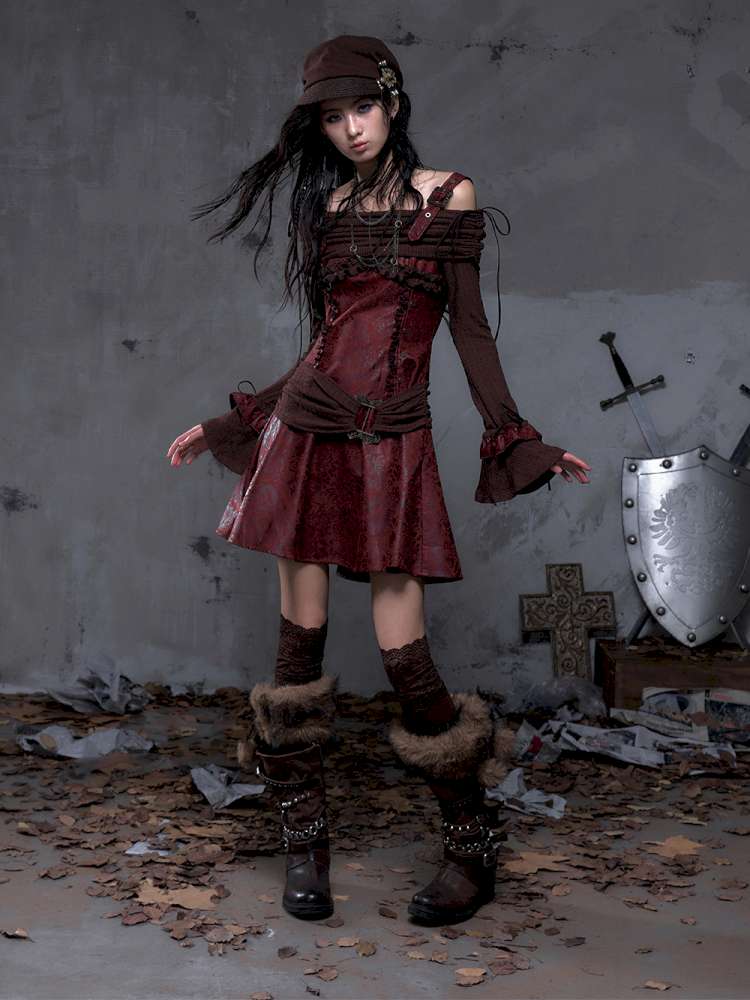 Vintage Punk Patchwork Knit Dress【s0000014651】