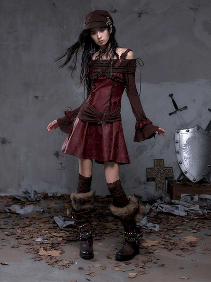 Vintage Punk Patchwork Knit Dress【s0000014651】