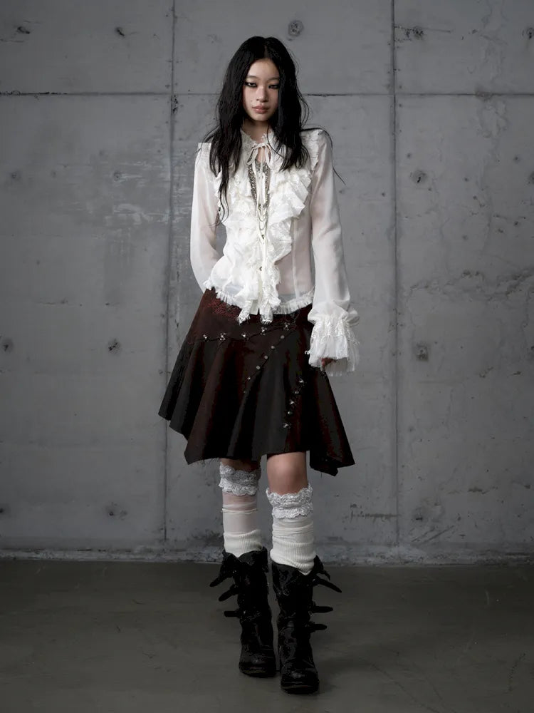 Court-Style Lace Chiffon Shirt【s0000013948】