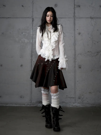 Court-Style Lace Chiffon Shirt【s0000013948】