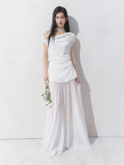 Tansparent a-line tulle dress【s0000012149】