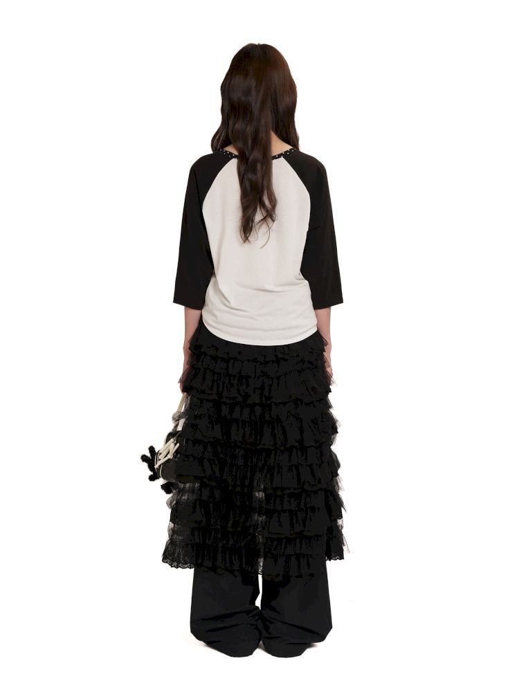 Lightweight cake-style midi skirt【s0000012568】