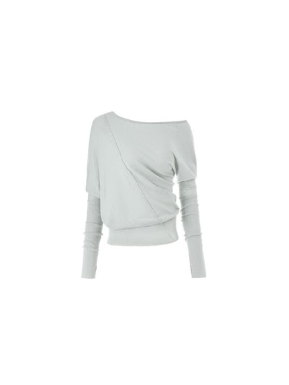 Slant Shoulder Asymmetric Knit Blouse【s0000010206】