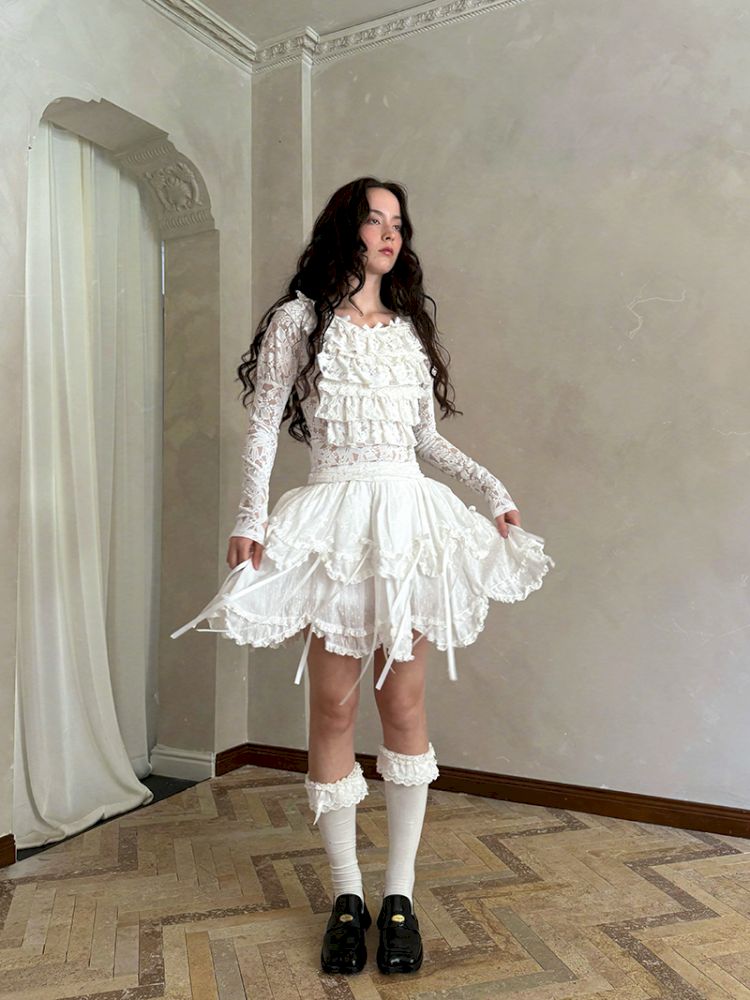 Double-layer bow-tie short skirt【s0000012764】