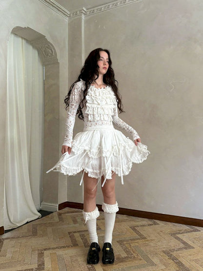 Double-layer bow-tie short skirt【s0000012764】