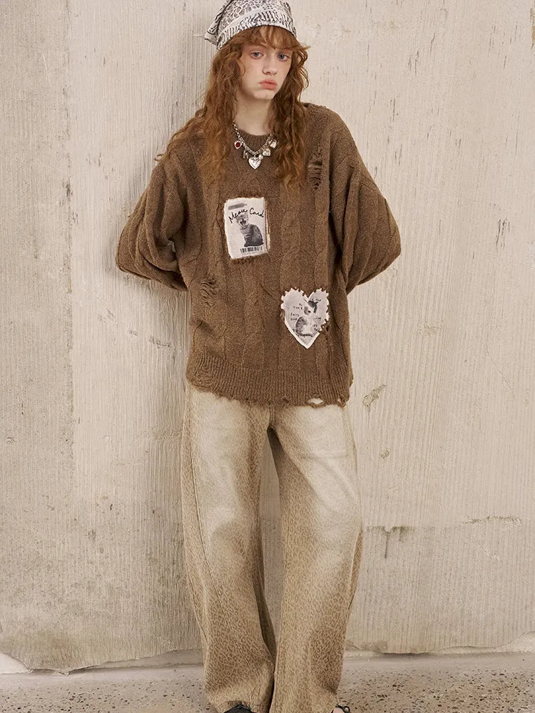 Long Sleeve Oversized Cable-Knit Pullover Sweater【s0000014051】