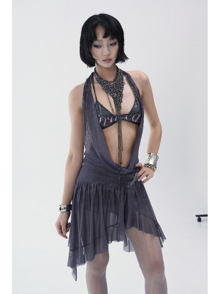 Irregular Hem Mesh Jumpsuit【s0000018481】