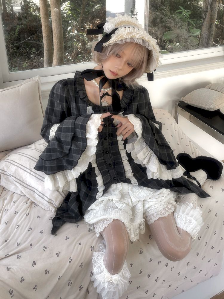 레이스 ji 슬리브 도베 테일 불규칙한 셔츠 [S0000011340]