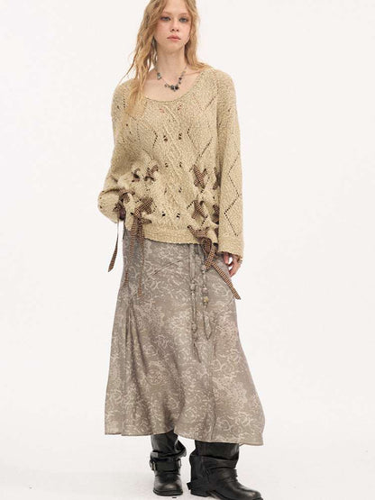 Strappy Rhombus Openwork Sweater【s0000015407】