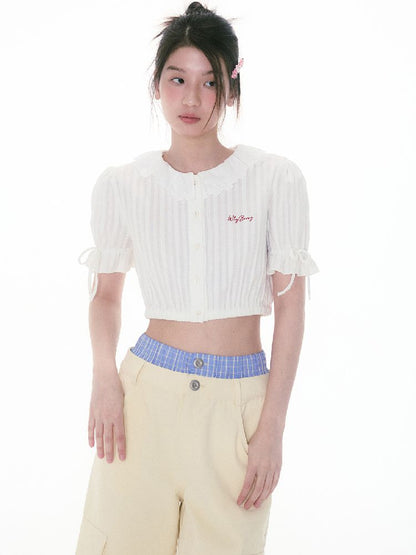 Bubble Sleeve Short Sleeve Blouse【s0000011996】