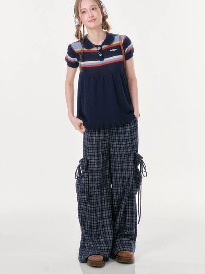 Doll Collar Knitted Slim T-Shirt【s0000016609】