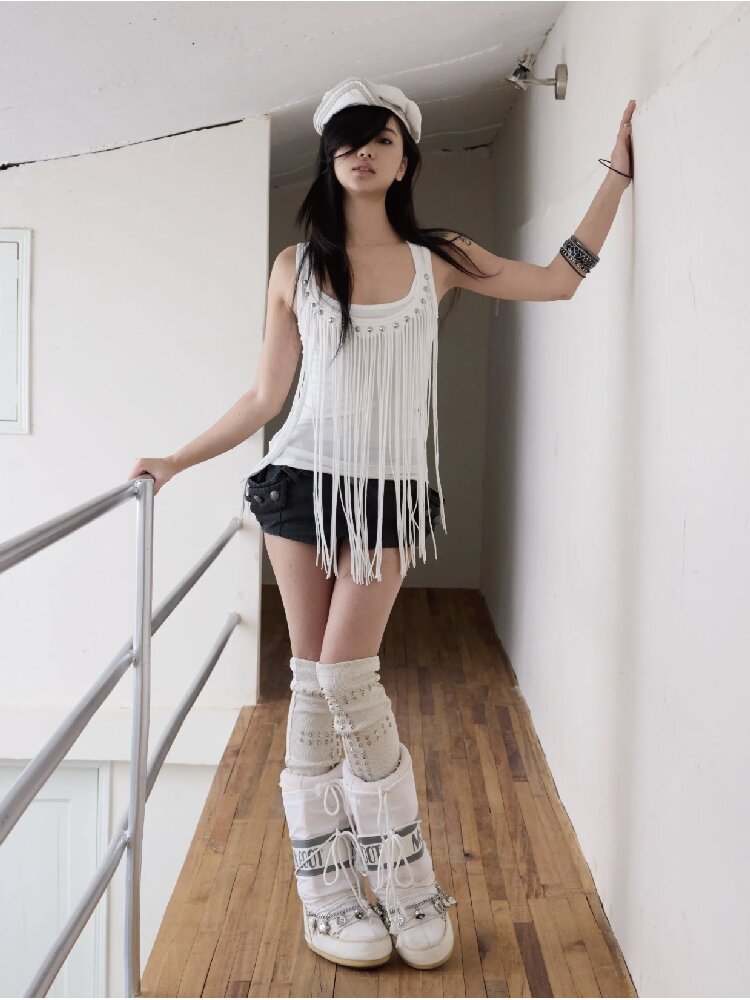 Rivet Diamond Tassel Slim Vest【s0000016953】