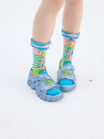 Striped Animal Pattern Knit Socks【s0000017702】