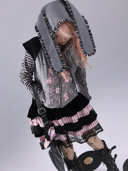 Velvet Striped Fluffy Note Skirt【s0000016226】