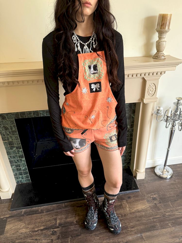 Bow orange stretch elastic shorts【s0000013519】
