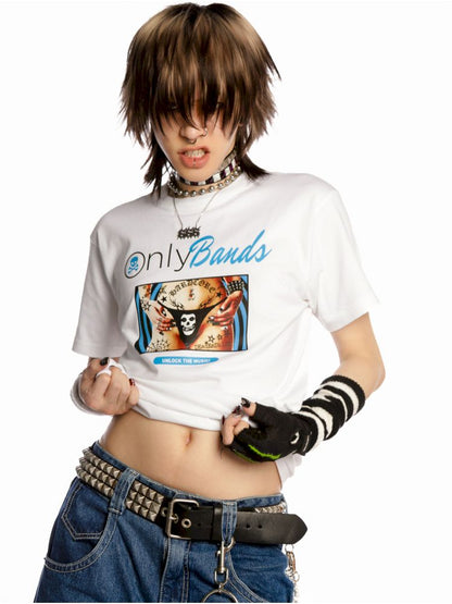 Y2K Street Unisex Peplum Shoulder T-Shirt【s0000013604】