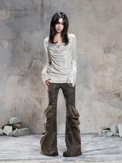 Off-Shoulder Ruffled Mid-Length Slimming Punk Top【s0000014124】