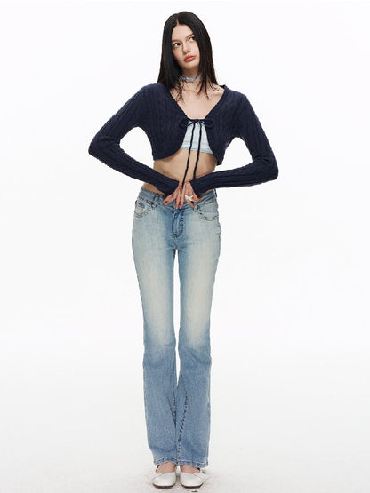 Light Washed Slim Bootcut Jeans【s0000015876】