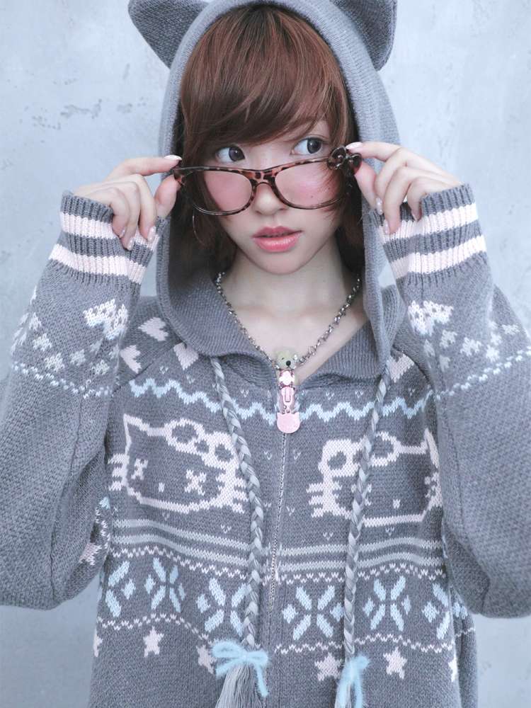 Ghost Horse Grey Fair Isle Hooded Jacket【s0000014697】