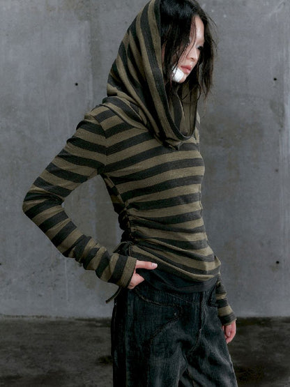 Stripe Knit Long Sleeve T-Shirt [S0000010395]