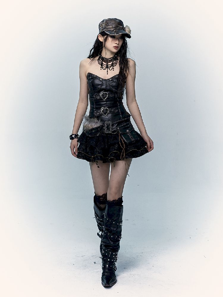 슬림 랩 짧은 가죽 가슴 판 [S0000011436]