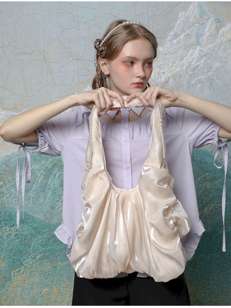 Shiny silk satin fairy cloud bag【s0000013591】