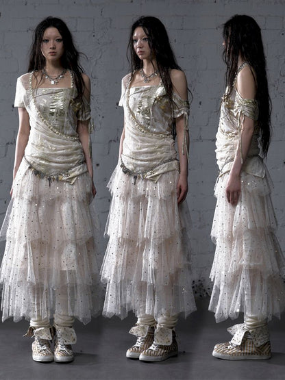 Patchwork two-way short-sleeved T-shirt【s0000012788】