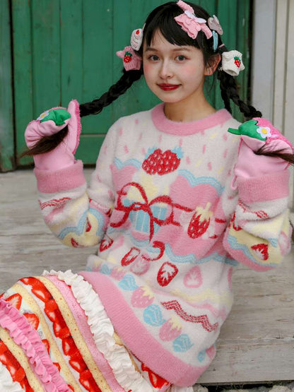 Pink Mink Hair Strawberry Sweater【s0000015103】
