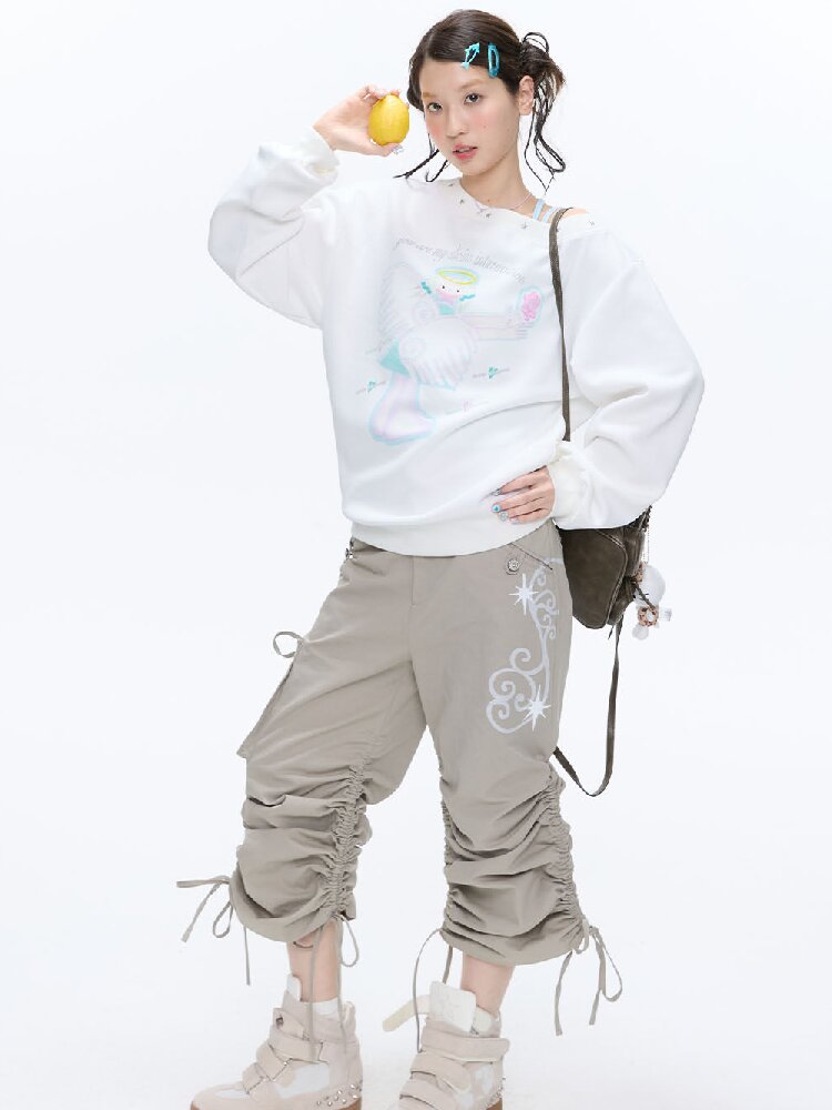 White Star Bead Shoulder Sweatshirt【s0000016384】