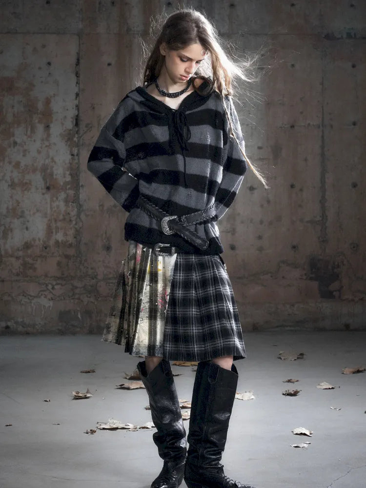 Checkered Belt Pleated Skirt【s0000013962】
