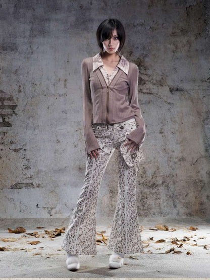 Straight-Leg Flared Low-Rise Pants【s0000014487】