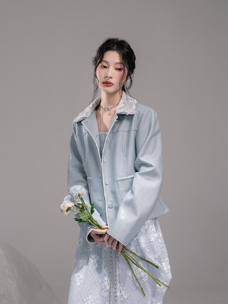 Detachable Lace Waist Leather Jacket【s0000015745】