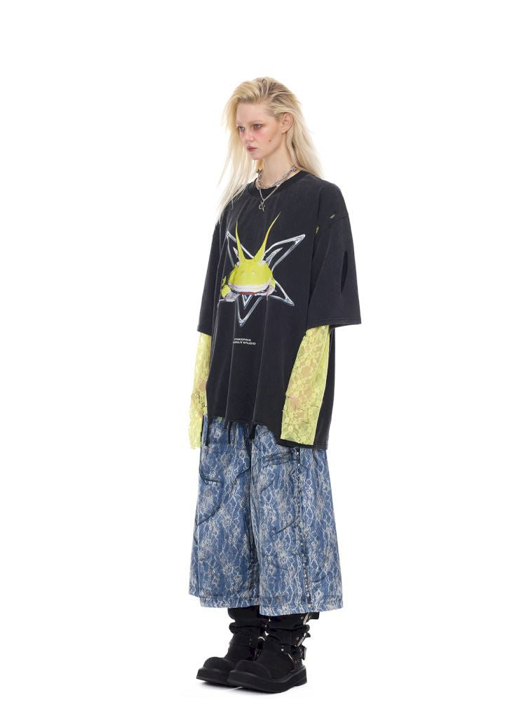 Genderless denim 8-inch shorts【s0000012982】