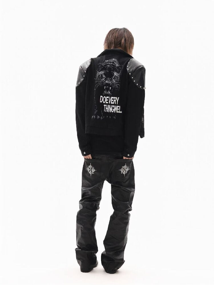 Leather Armor Rivet Canvas Jacket【s0000018352】