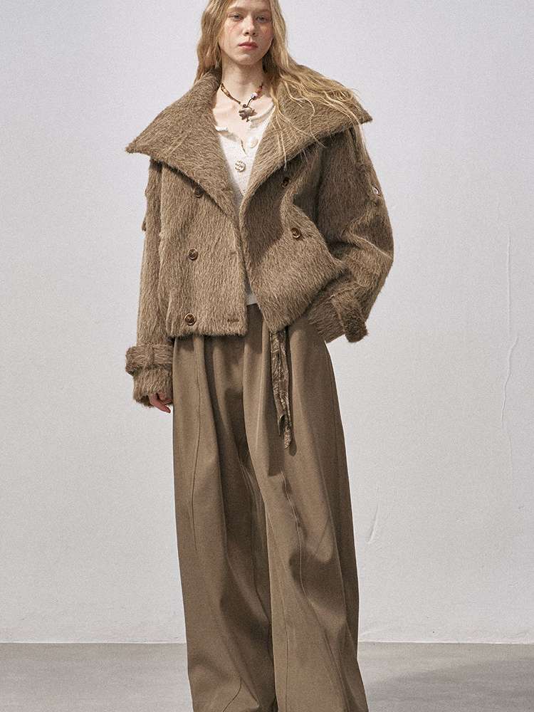 Furry Double Breasted Fur Jacket【s0000015228】