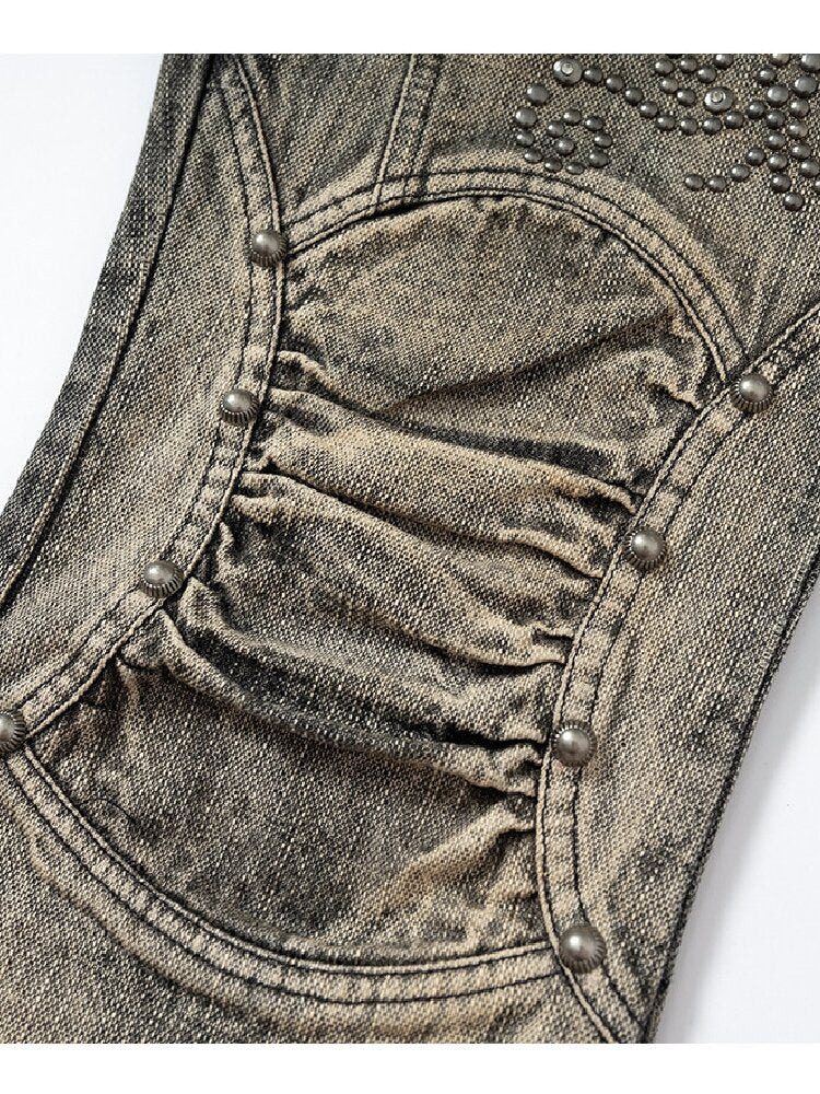 Rhinestone Three-Quarter Jeans【s0000017983】