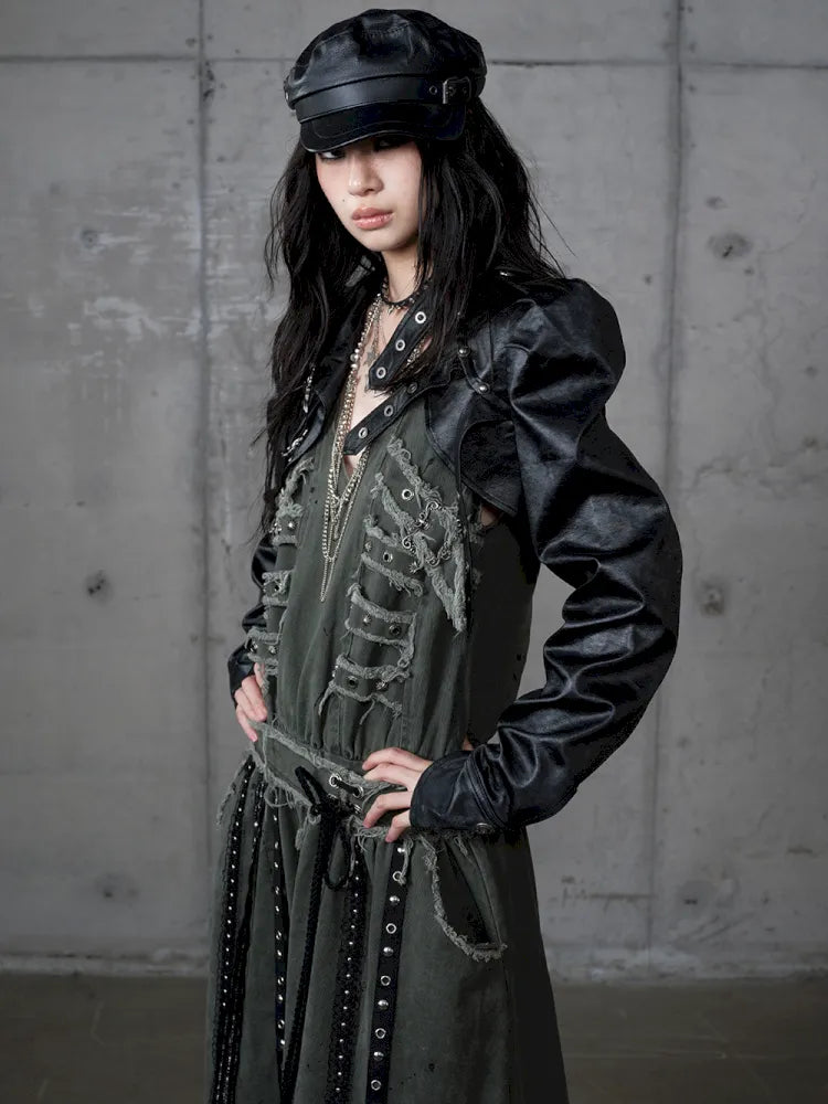 Stand Collar Ultra-Short Leather Jacket【s0000013950】