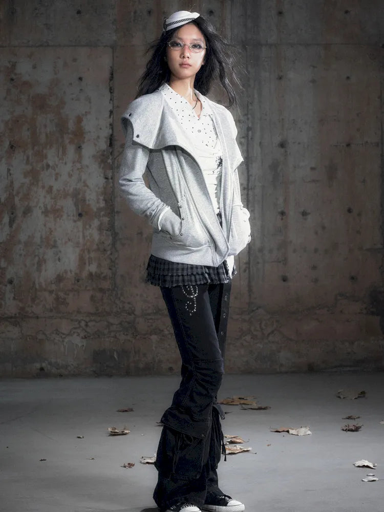 Oversized Collar Long-Sleeve Hoodie Jacket【s0000013967】