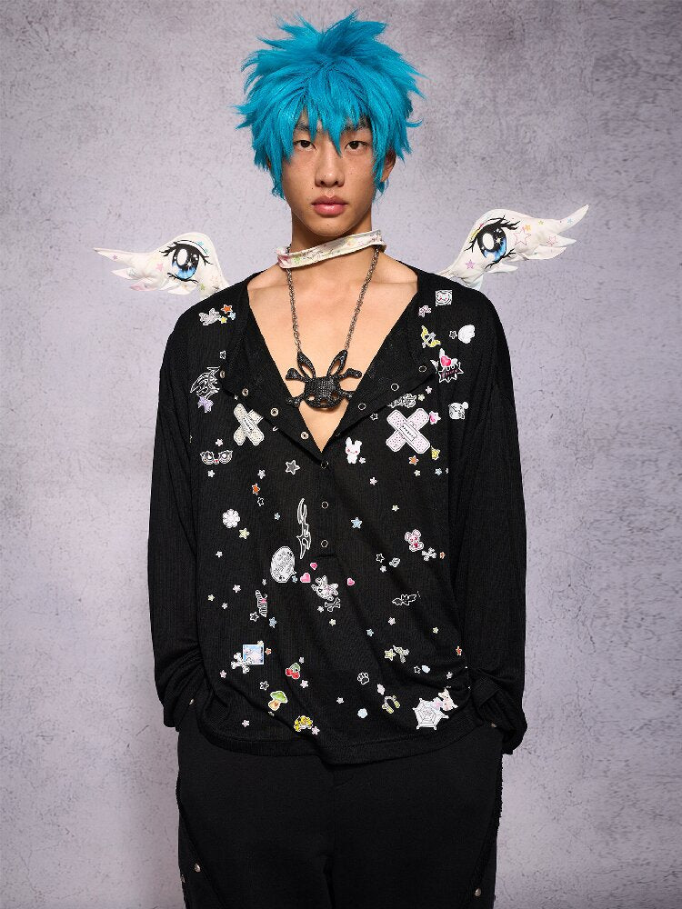 Sticker Print Open Front Top【s0000018734】