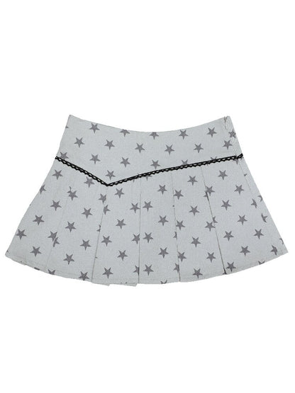 Pleated Star Pattern Mini Skirt【s0000017128】